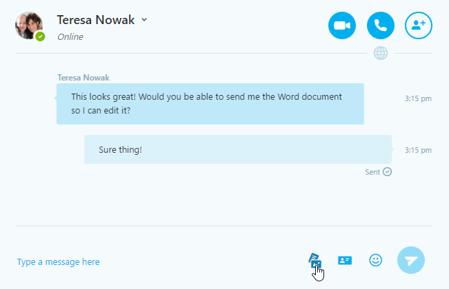 instant message skype in browser