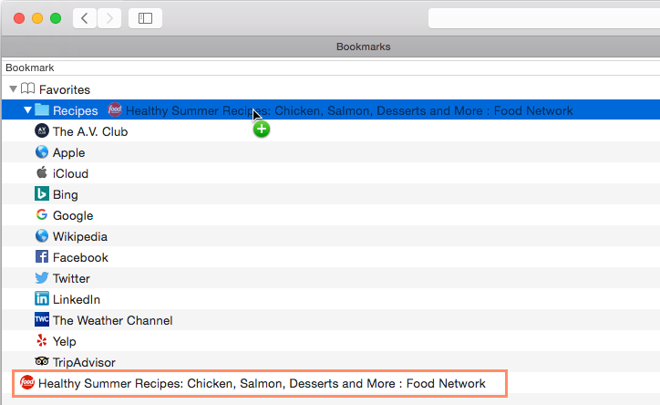 how to create a bookmark folder in safari