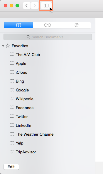 editing bookmarks in safari