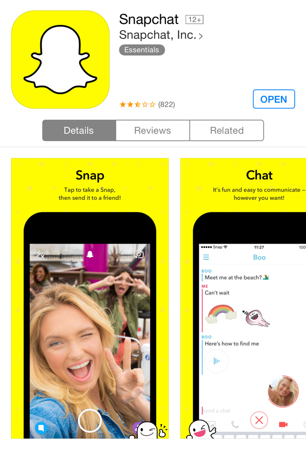 Download snapchat on app store