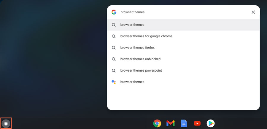 searching browser themes