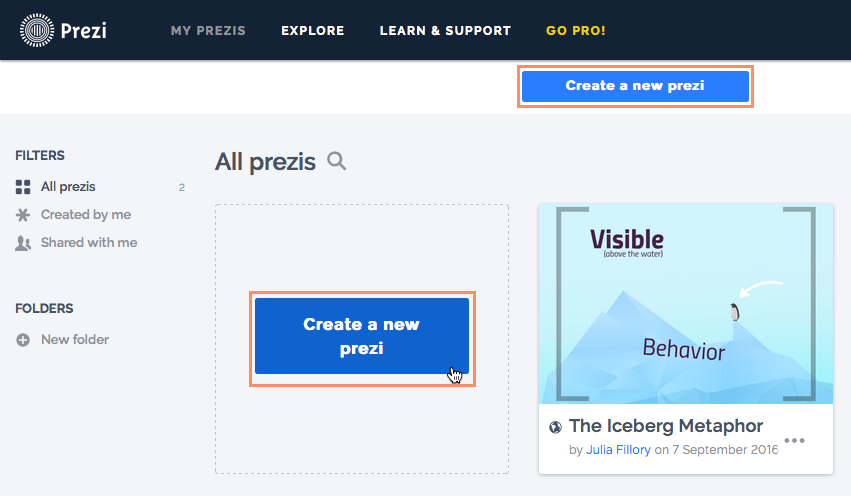 how to create presentation on prezi