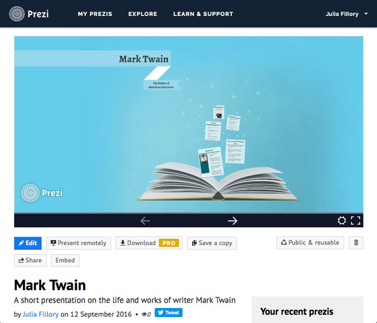 Open Book Presentation Prezi Template