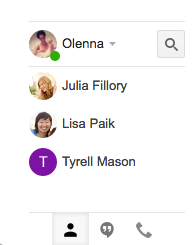 Google Hangouts pane in Gmail