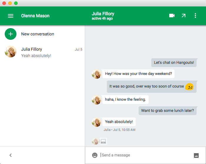 using the Google Hangouts Chrome app to chat
