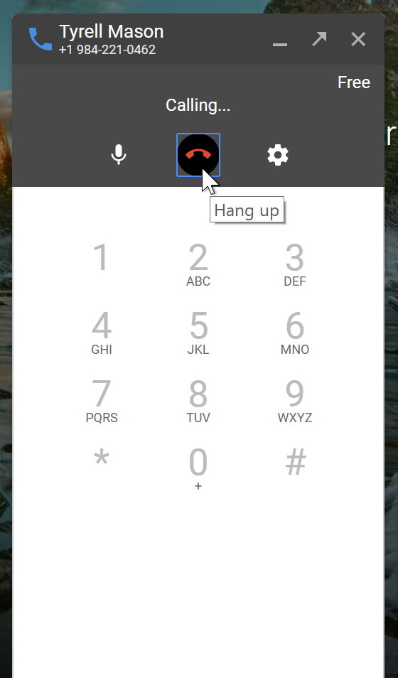 Ending a call with the dial pad