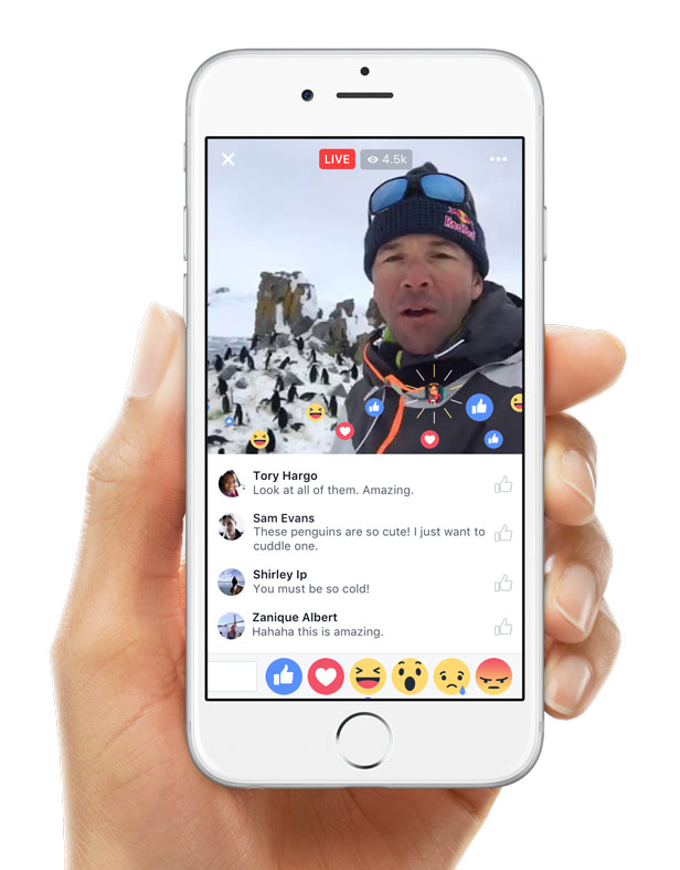 Capture and stream in real-time Facebook Live reactions