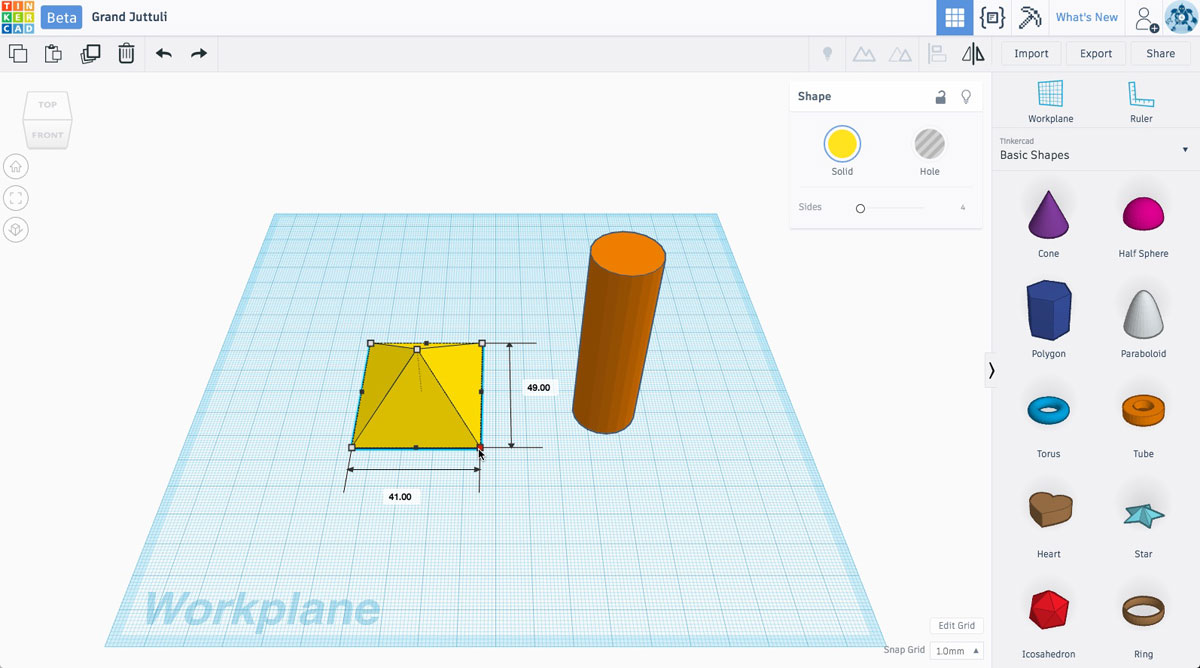 CAD software creating a 3D model