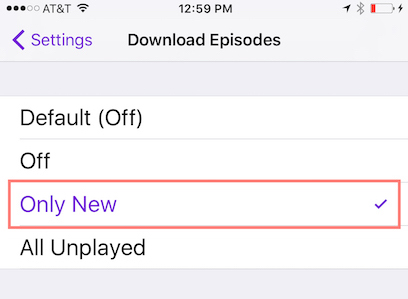 selecting onl new episodes for downloads