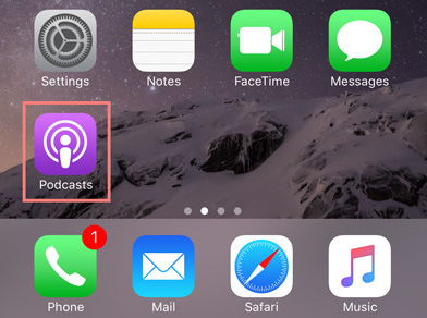 Podcasts app on the home screen