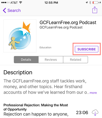 subscribing to gcflearnfree.org podcast