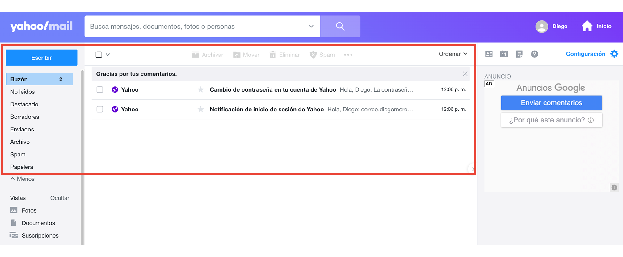 Para organizar tus mensajes, Yahoo! te ofrece una forma rápida y sencilla para crear carpetas y clasificar tus mensajes como quieras, ya sea por nombre, grupos, etc.