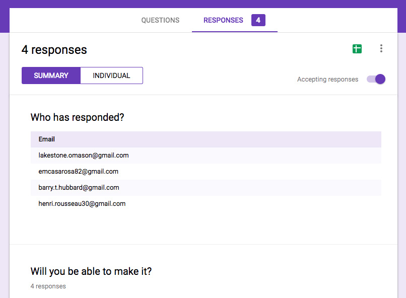 Google Forms Organizing And Analyzing Responses