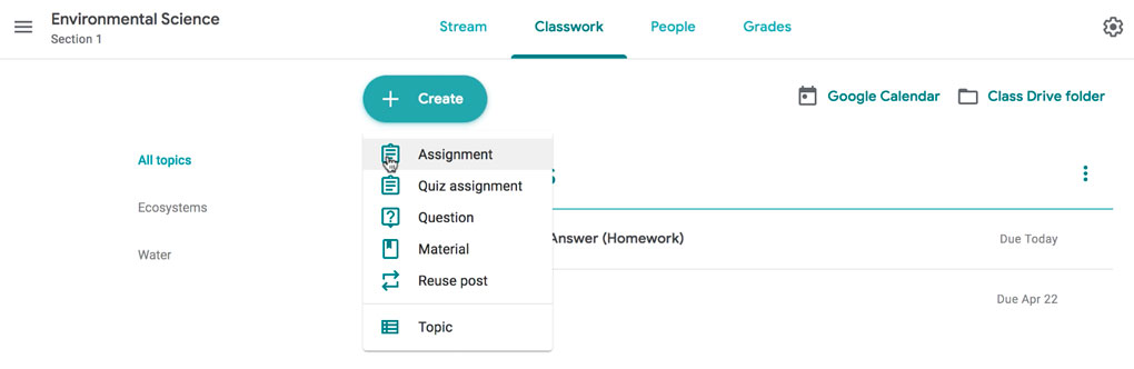 how to create a quiz assignment in google classroom