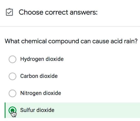 selecting the correct answer for a multiple-choice question