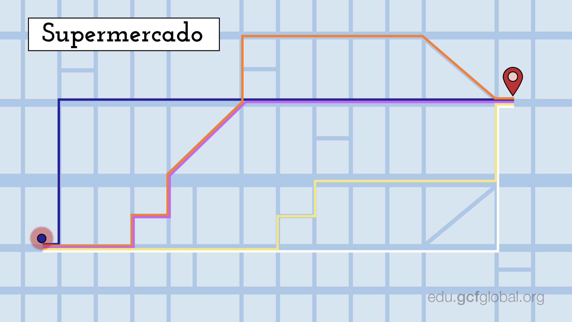 Ilustración de un una aplicación calculando una ruta a través de un algoritmo. Ilustración de un una aplicación calculando una ruta a través de un algoritmo.