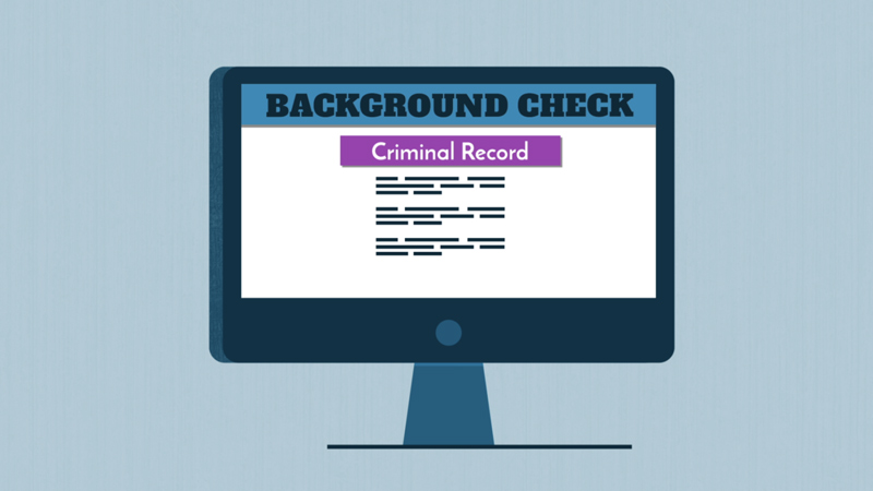 A computer monitor displaying a background check.
