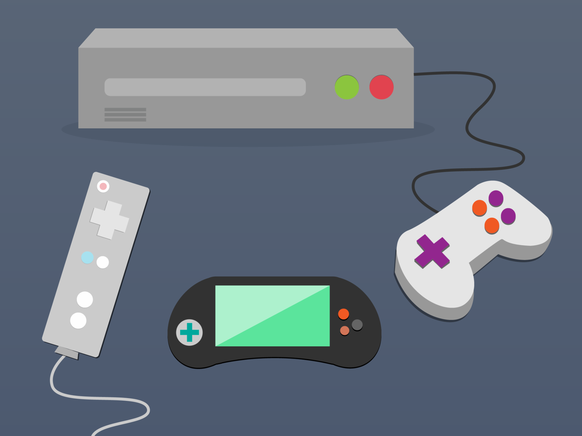 Las consolas de videojuegos más populares son: Play Station, X-Box, Wii.