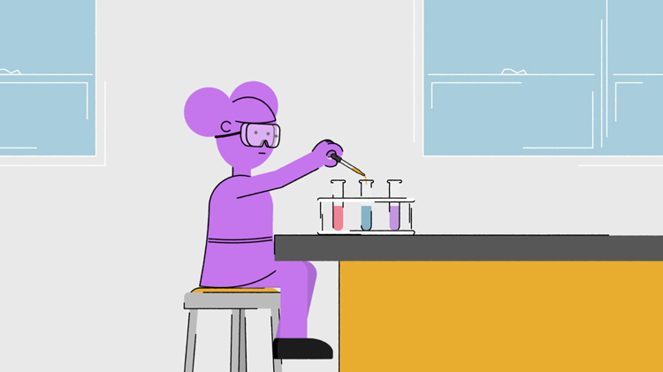 illustration of a student working on a science lab activity
