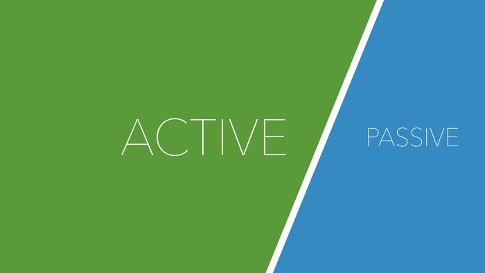 Two halves labelled 'Active' and 'Passive', with the 'Active' half taking most of the space.