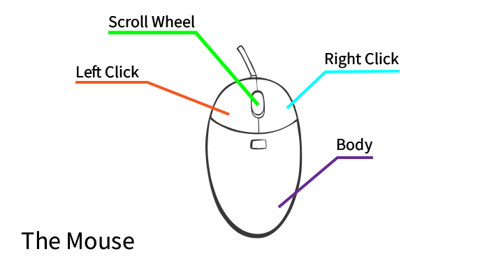Mouse with labeled parts