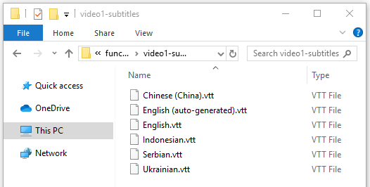 The contents of the subtitles folder