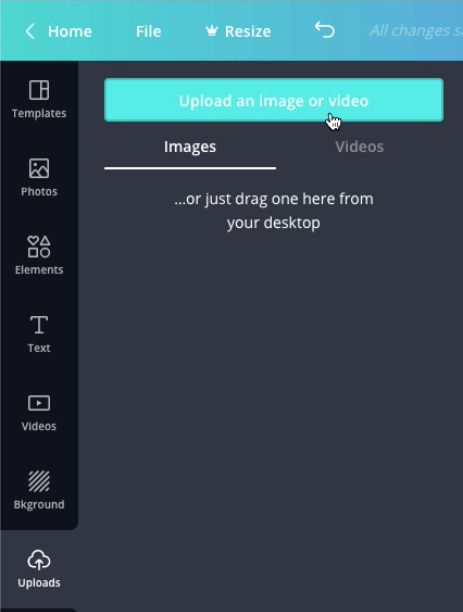 screenshot of "Upload an image or video" button