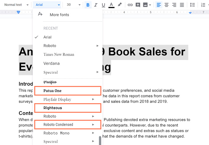 How to add more fonts to Google Docs