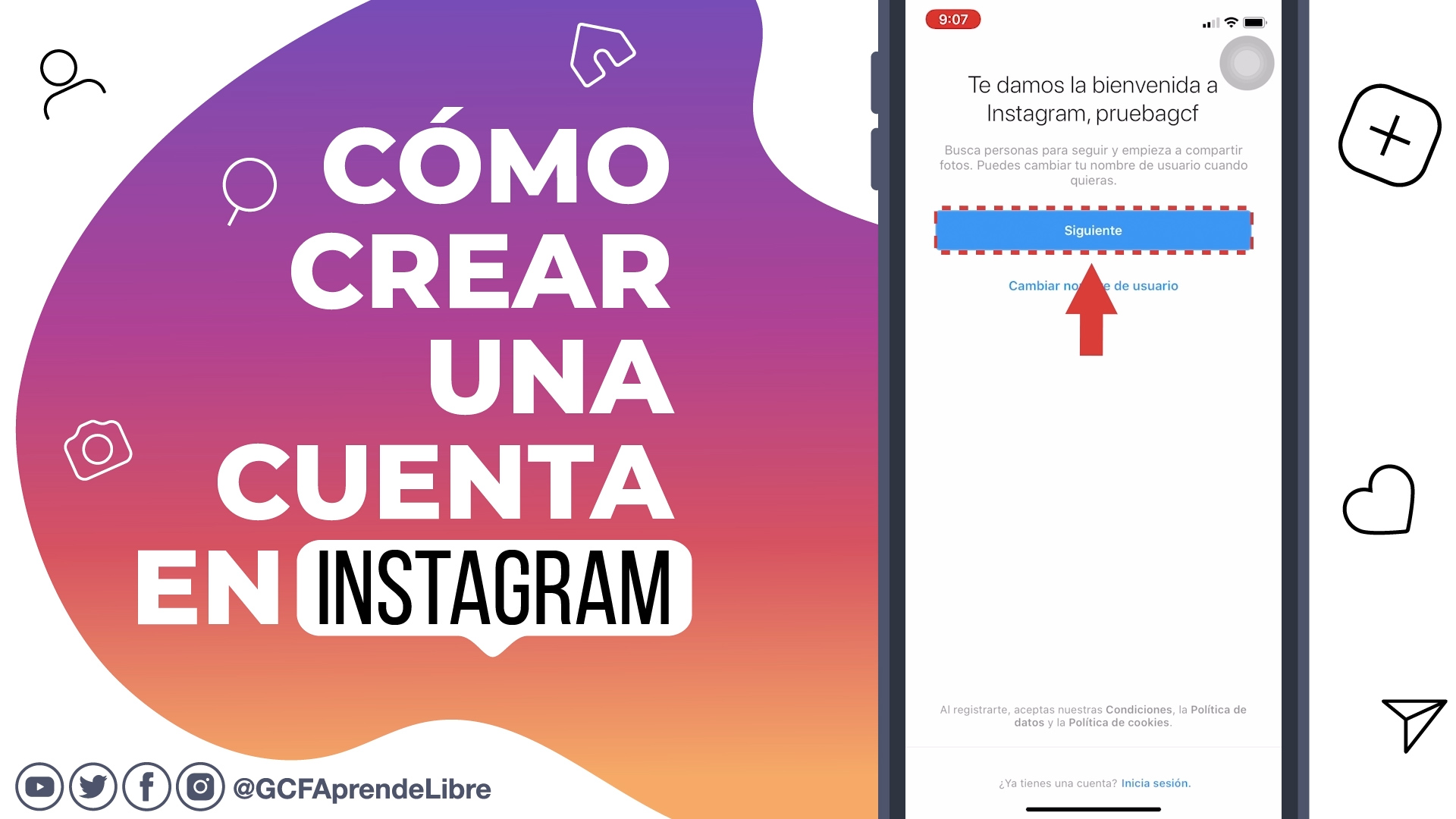 Imagen haciendo clic en Siguiente y finalizando la creación del perfil de Instagram. 
