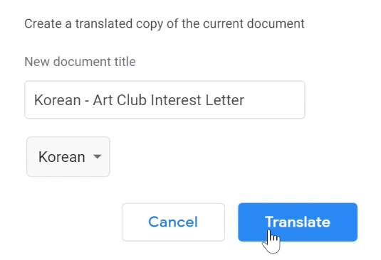 translate with google docs