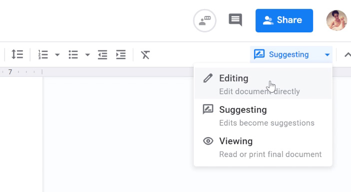 Google Docs: Using Suggestion Mode to Track Changes