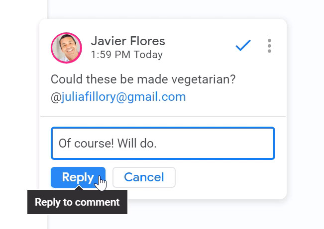 clicking reply