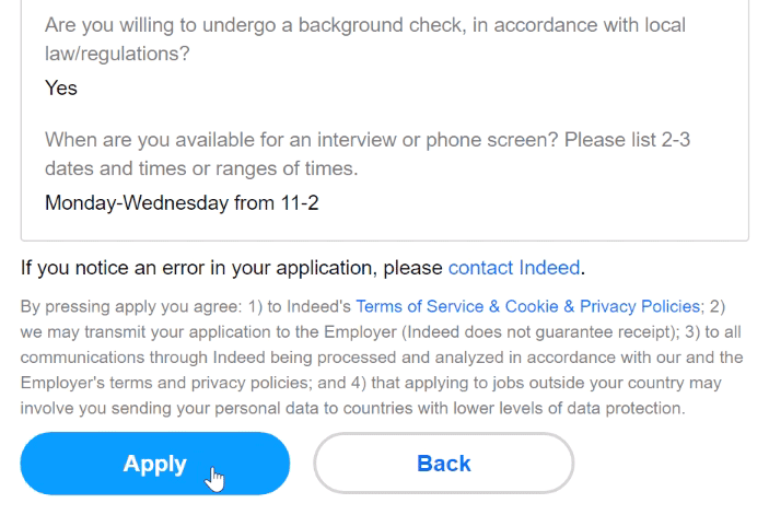 submitting the application