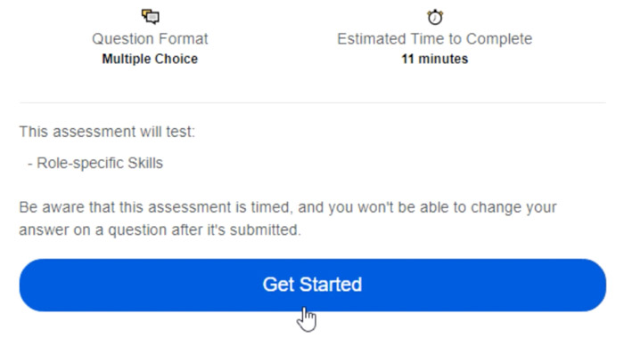 clicking assessment summary get started button