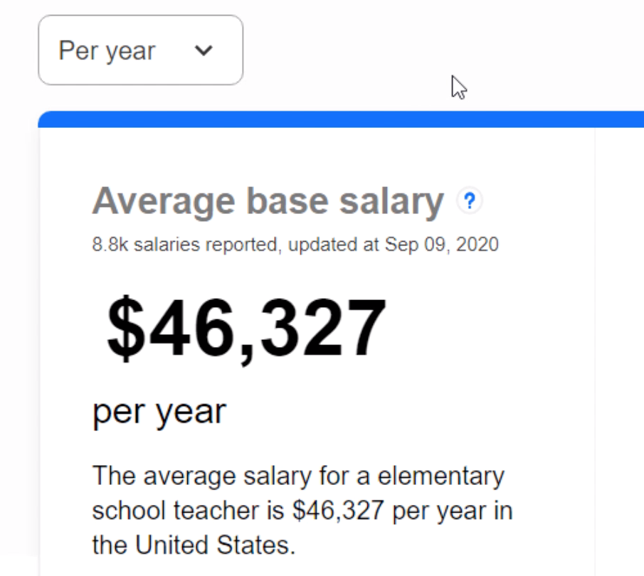 yearly teacher pay