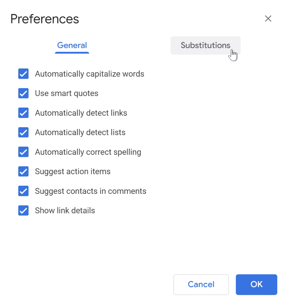 clicking substitutions