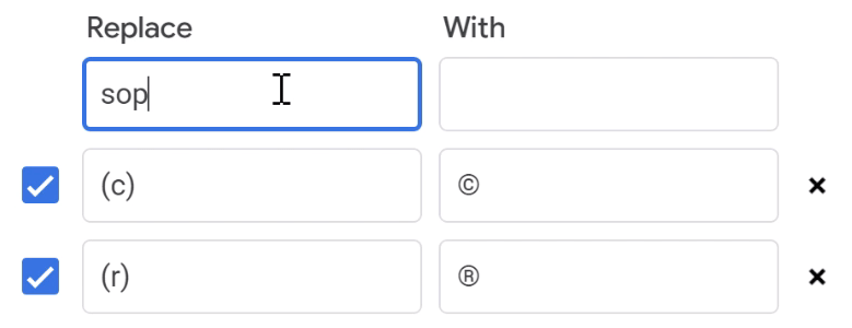 typing replace field