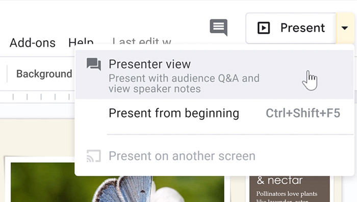 clicking presenter view