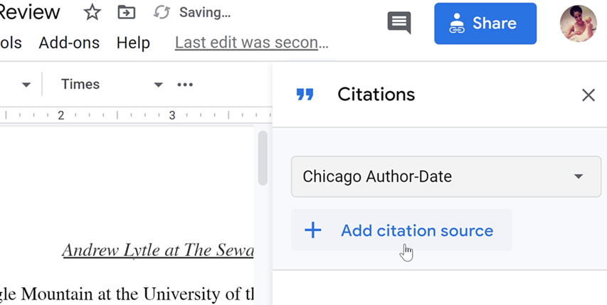 how to insert a citation into google docs from easybib