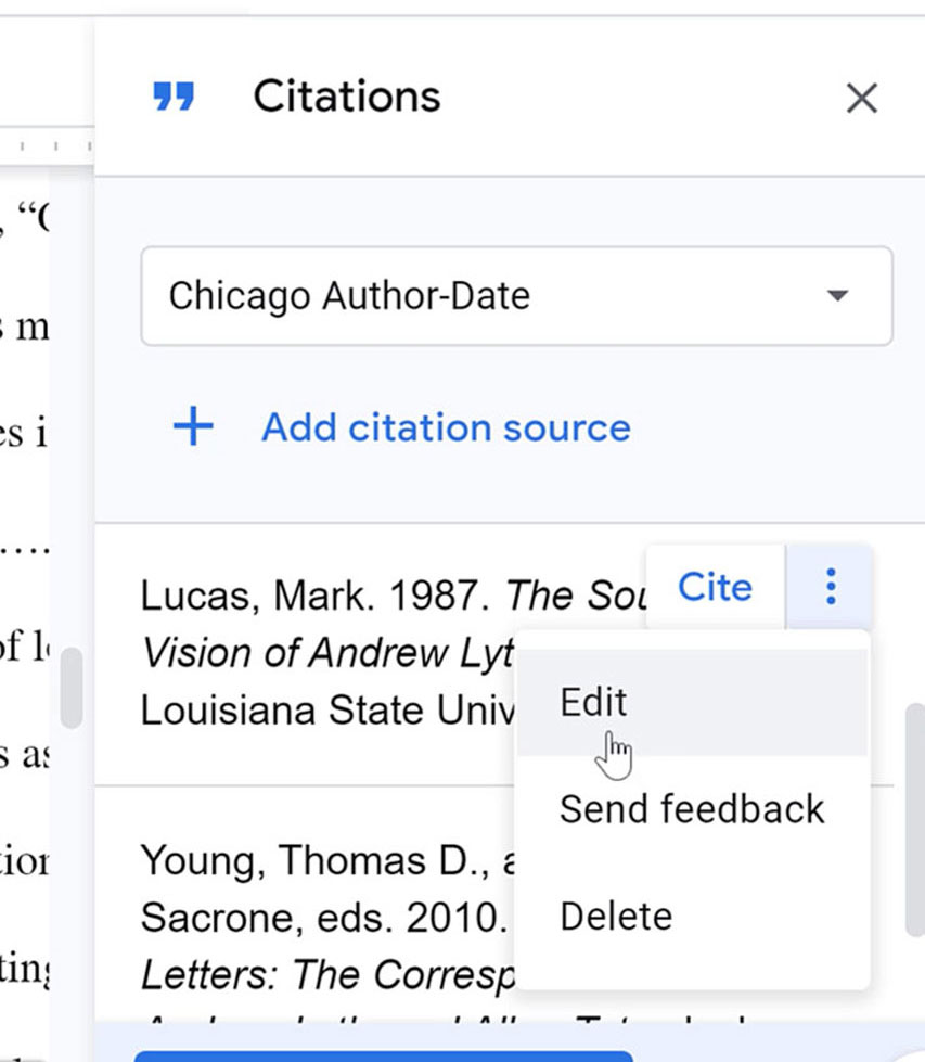 Google Docs Adding Citations