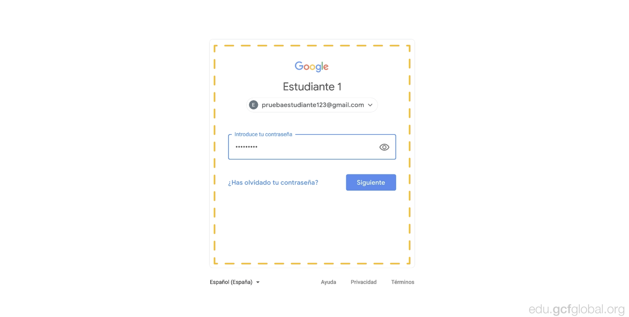 Ingresar correo y contraseña para iniciar sesión en Google Classroom