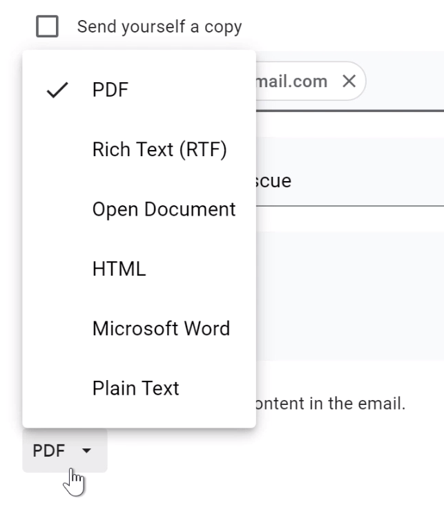 choosing the filetype