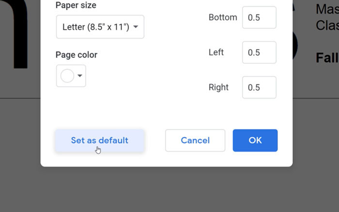 different margins on different pages in google docs