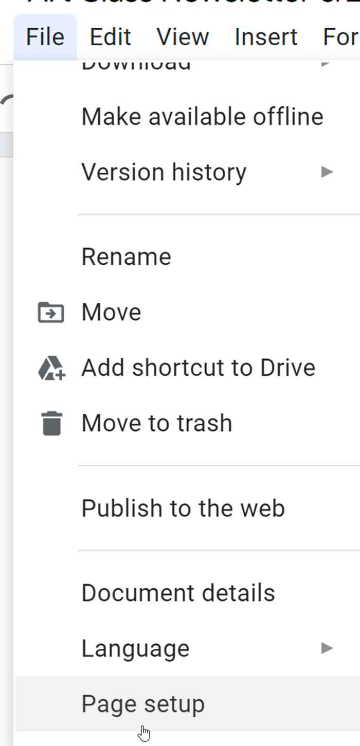 how to change margins on one page only in google docs