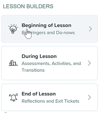 clicking on beginning of lesson