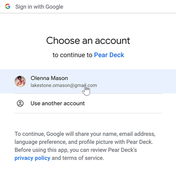 choosing a google account