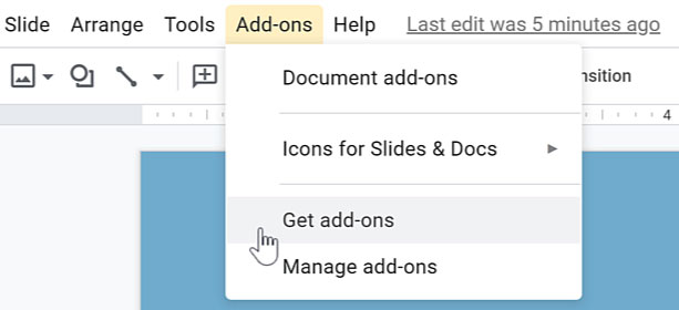 selecting get add-ons