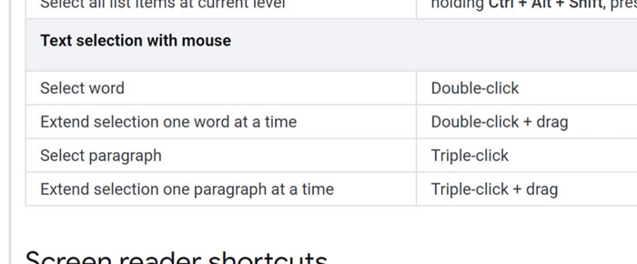 keyboard shortcuts with mouse