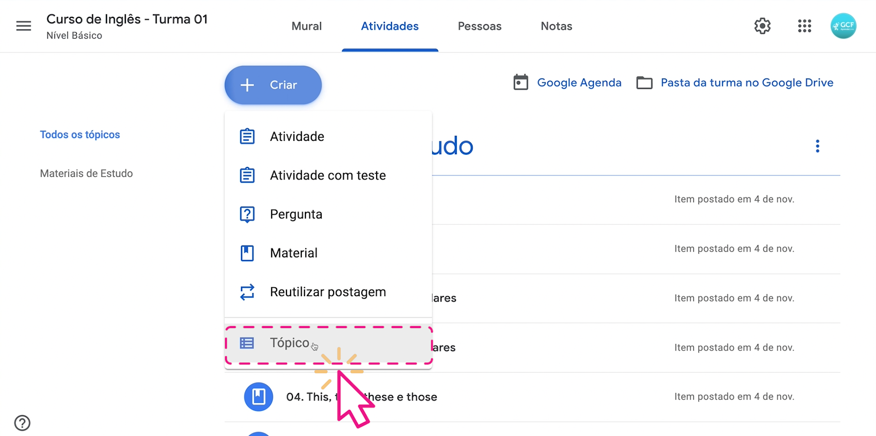 Interativo DRE Butantã - Tutoriais Google Sala de Aula