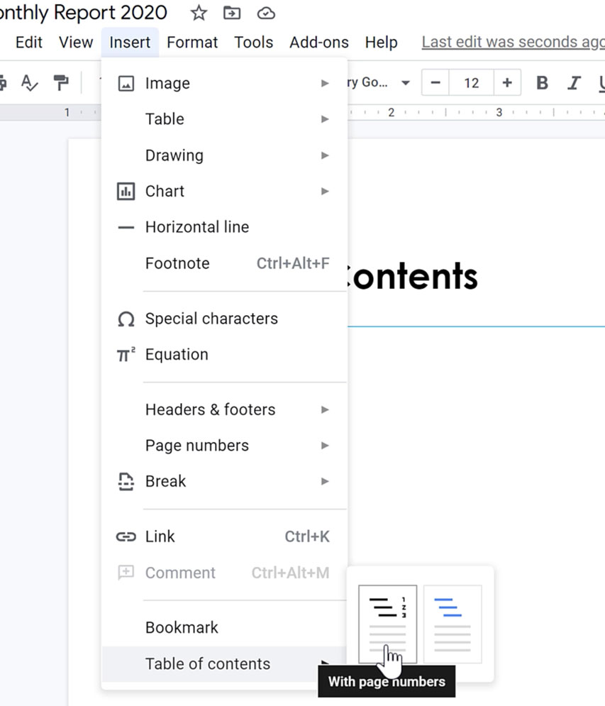 contents page layout